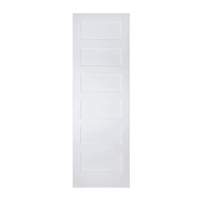 6-Panel Midcentury Modern Primed Pine Interior Single Door Slab – Shaker Style Door