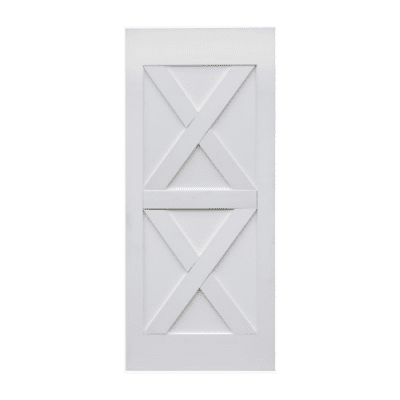 2-Panel Farmhouse Primed Pine Interior Barn Door Slab – Double X Brace Style