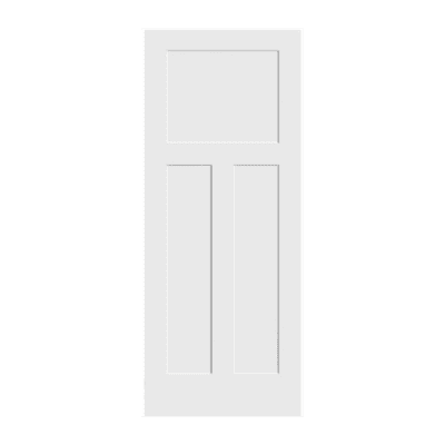 3-Panel Midcentury Modern Primed Pine Interior Single Door Slab – “T” Shaker Style Door