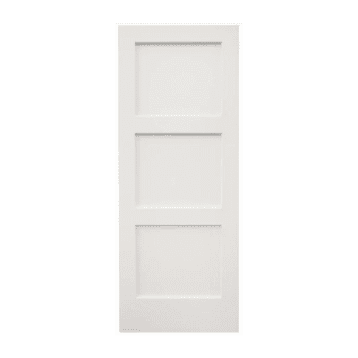 3-Panel Midcentury Modern Primed Pine Interior Single Door Slab – Shaker Style Door