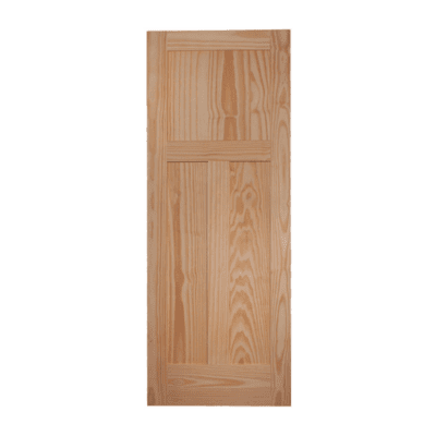 3-Panel Midcentury Modern Stain Grade Pine Interior Single Door Slab – “T” Shaker Style Door
