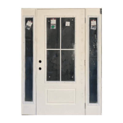 4-Lite over 1-Panel Farmhouse Fiberglass Exterior Prehung Sidelite Door – 3/4 Four Lite – Left Hand Inswing