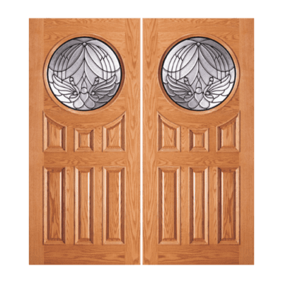 1-Lite over 6-Panel Classic Mahogany Exterior Double Door Slabs – Model 54 A