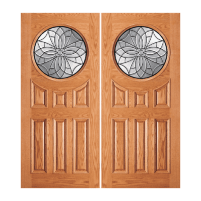 1-Lite over 6 Panel Classic Mahogany Exterior Double Door Slabs – Model 54 B