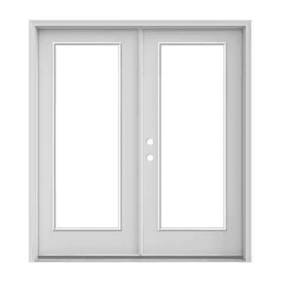 Full-Lite Classic Fiberglass Exterior Prehung Double Doors – Standard – Right Hand Inswing – Commodity doors come in either smooth or textured fiberglass.