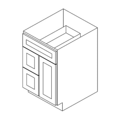 Matrix Gramercy White (GW) – 2 Left Drawers 1 Door Vanity Sink Base Cabinet