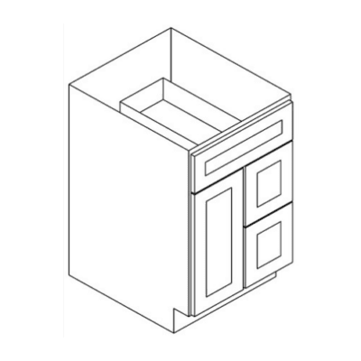 Matrix Gramercy White (GW) – 2 Right Drawers 1 Door Vanity Sink Base Cabinet