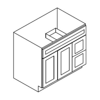 Matrix Gramercy White (GW) – 2 Right Drawers 2 Door Vanity Sink Base Cabinet